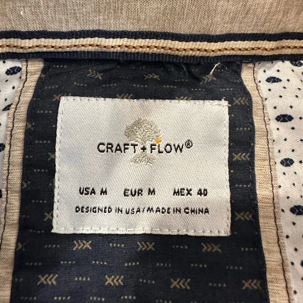 Craft +Flow Shirt Men's Medium Button Up Short Sleeve Business Casual Dadcore - Picture 3 of 7